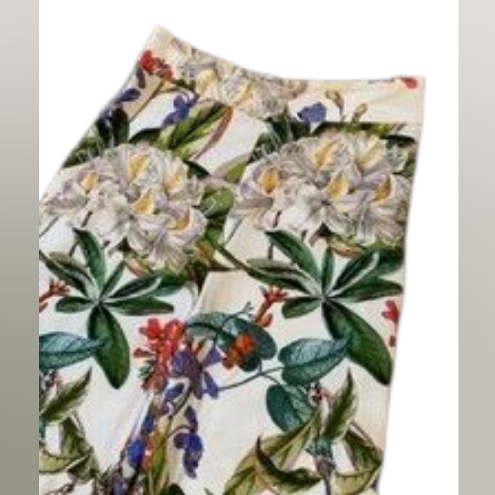 Zara Woman Floral Cropped Wide Leg Pants M - Picture 2 of 5